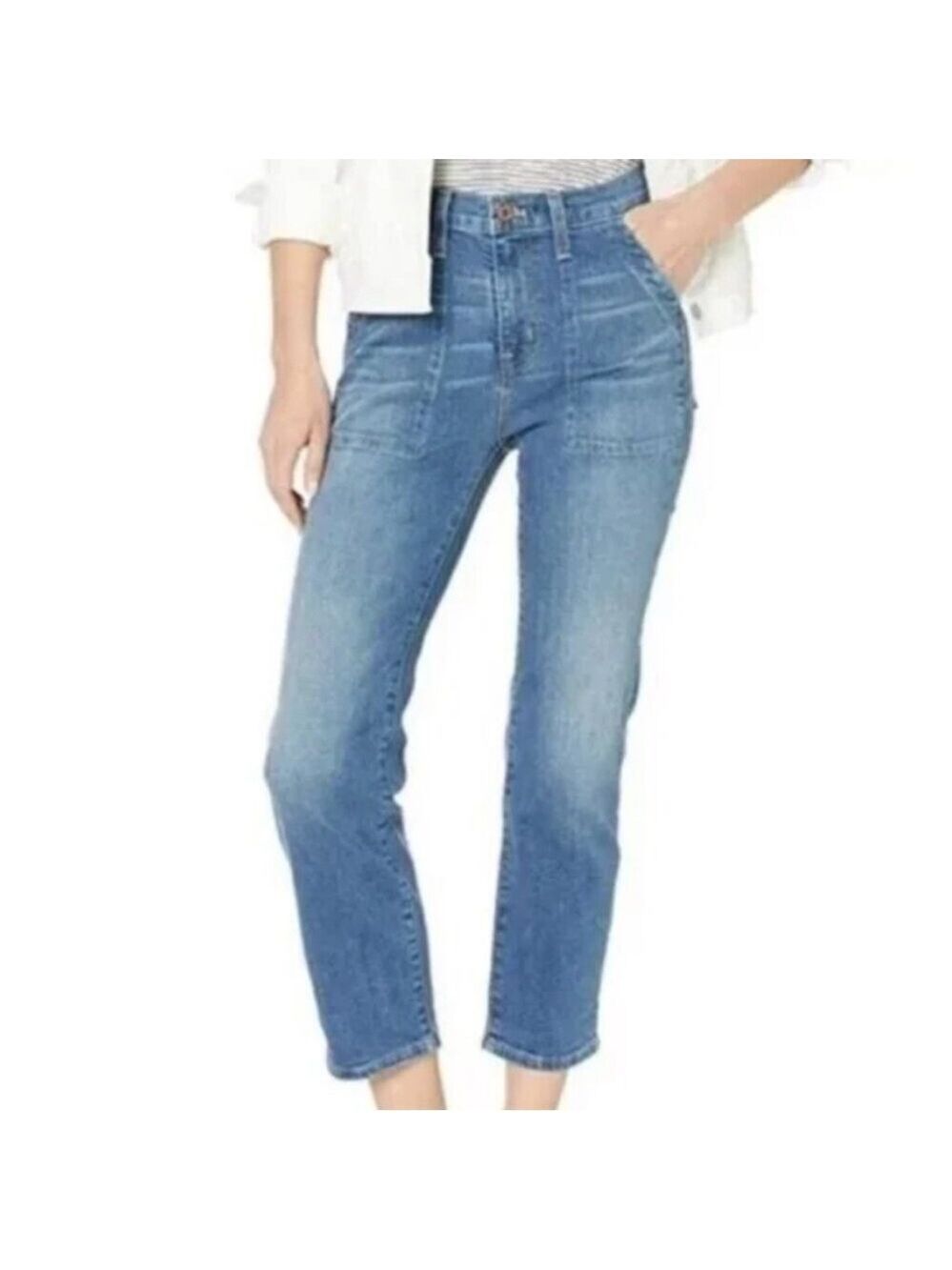 J. Crew Factory Utility Jeans Crop Ankle Patch Pocket medium blue size 29P
